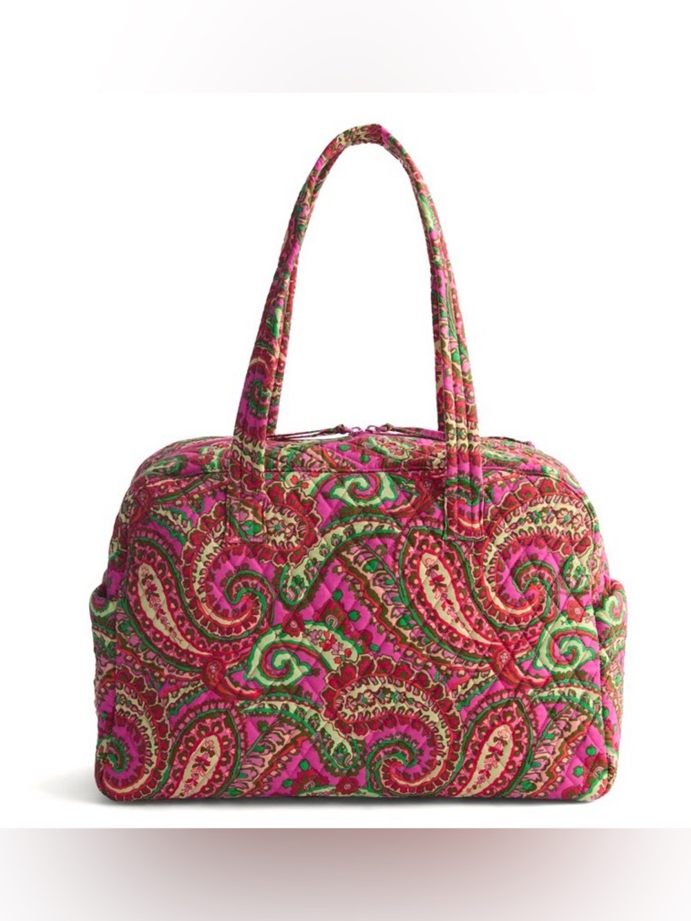 Vera Bradley Cotton Weekender Travel Bag Carry on Pink Capri Paisley Green New